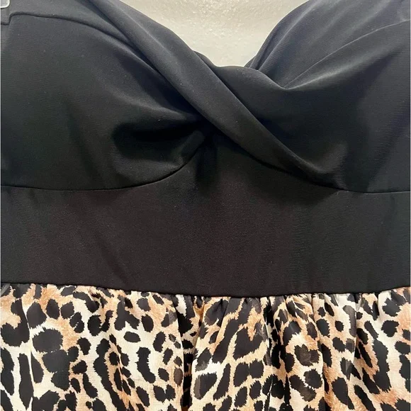 Kiwi - Leopard Print Tiered Strapless Dress - Picture 2 of 5